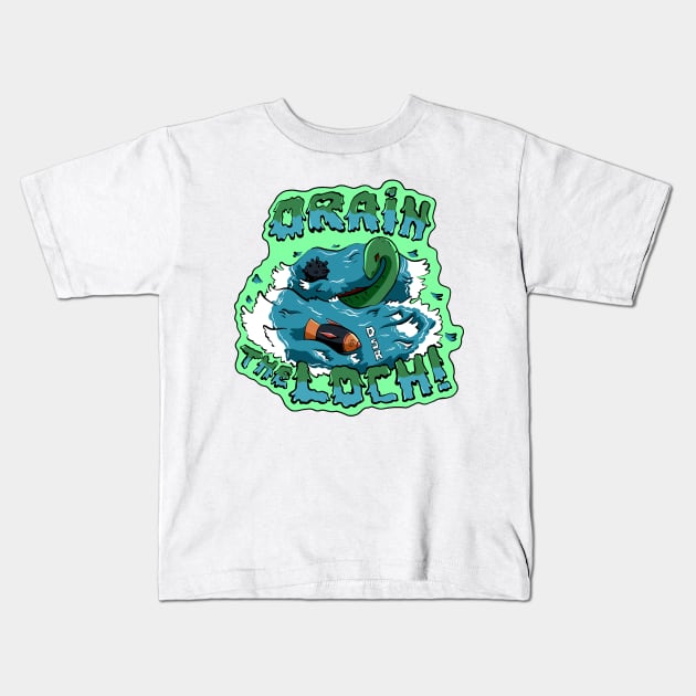 Drain The Loch! Kids T-Shirt by Dystopian Simulation Radio